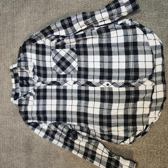 Aerie Button Up Shirt Women's Blue White Long Sleeve Plaid Size XL - Picture 5 of 10